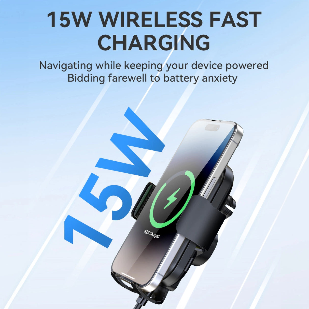 Wozinsky WUMID-telefonholder med 15W induktiv oplader til bilens instrumentbræt - sort