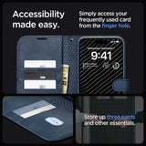 Spigen Wallet S Pro Case til iPhone 15 Pro - Navy Blue