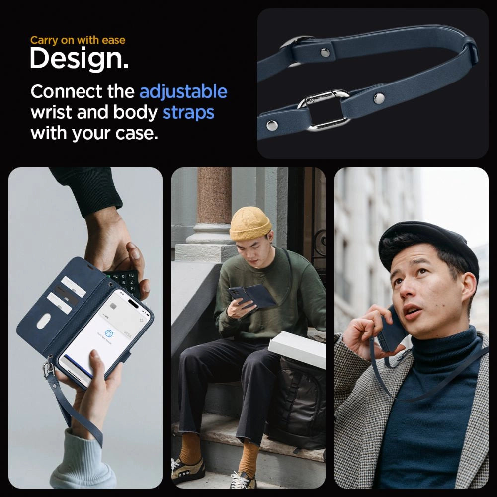 Spigen Wallet S Pro Case til iPhone 15 Pro - Navy Blue