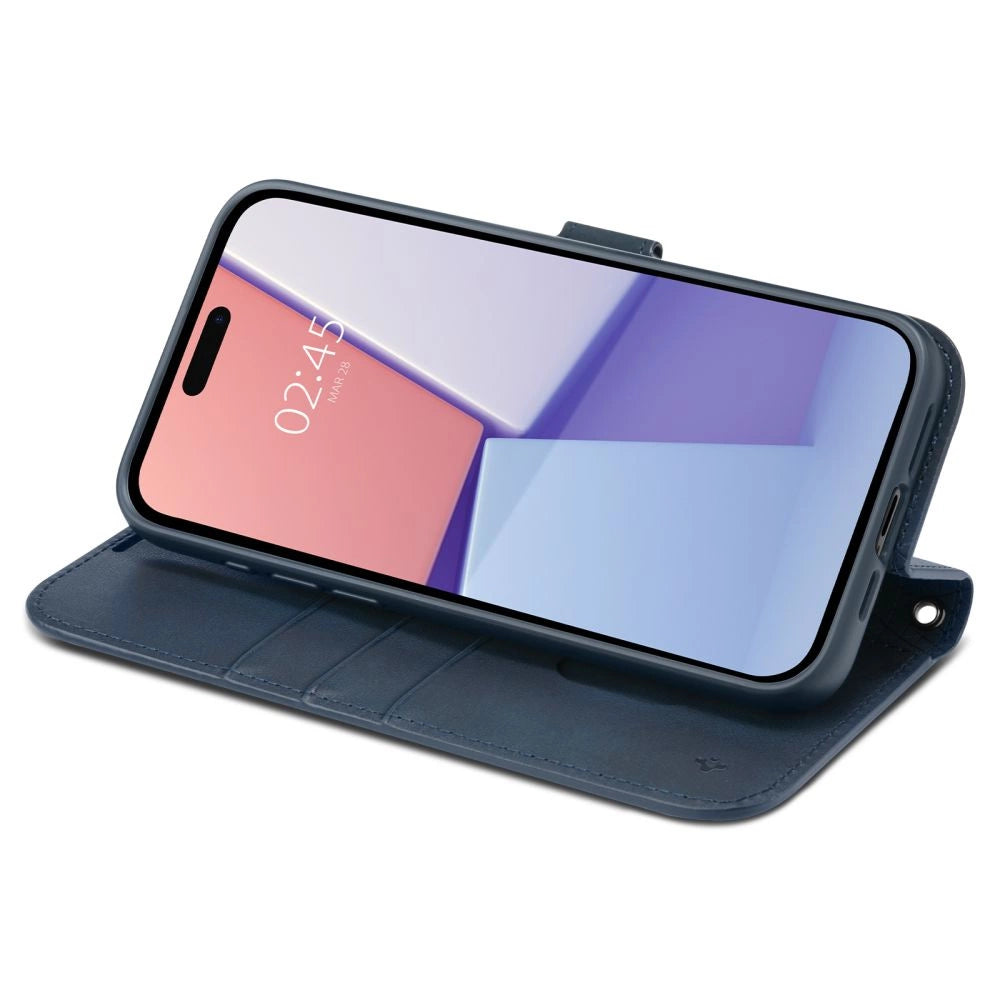 Spigen Wallet S Pro Case til iPhone 15 Pro - Navy Blue
