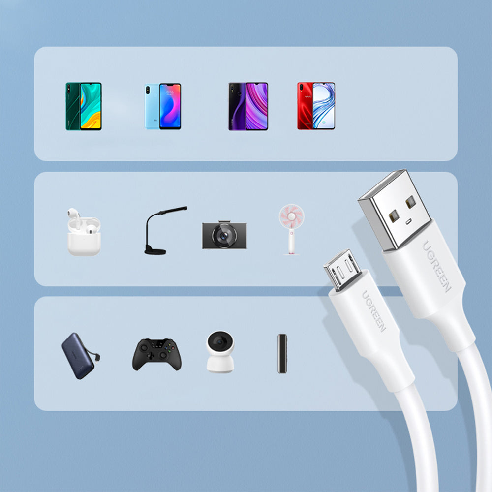 Grøn US289 60142 mikro USB / USB-A kabel 1,5 m - hvid