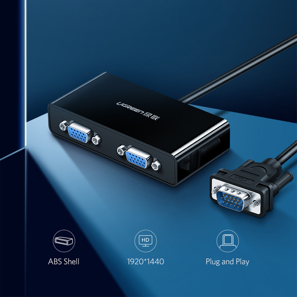 Ugreen 40254 1x2 VGA Splitter 1920x1440 60Hz - sort