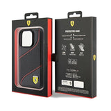 Ferrari Perforated Waves Metal Logo case for iPhone 15 Pro - black