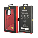 Ferrari Perforated Waves Metal Logo Case til iPhone 15 Pro - rød
