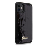 Guess Sequin Script Metallæske til iPhone 11 / Xr - sort