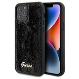 Guess Sequin Script Metallæske til iPhone 12/12 Pro - sort