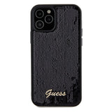 Guess Sequin Script Metallæske til iPhone 12/12 Pro - sort