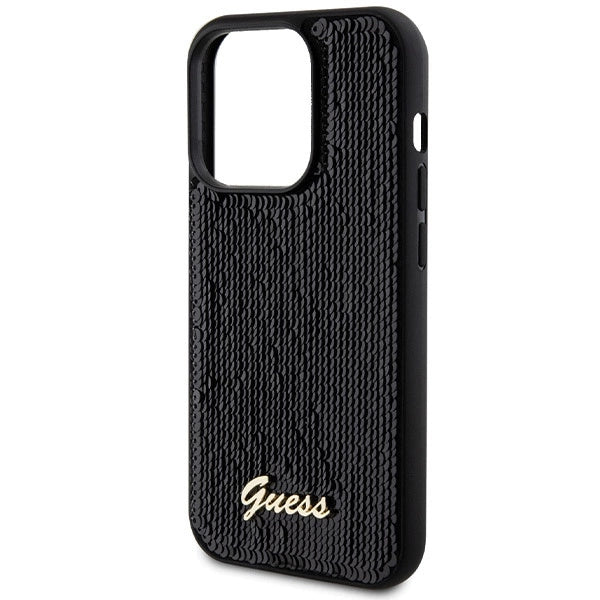 Guess Sequin Script Metallæske til iPhone 13 Pro Max - sort