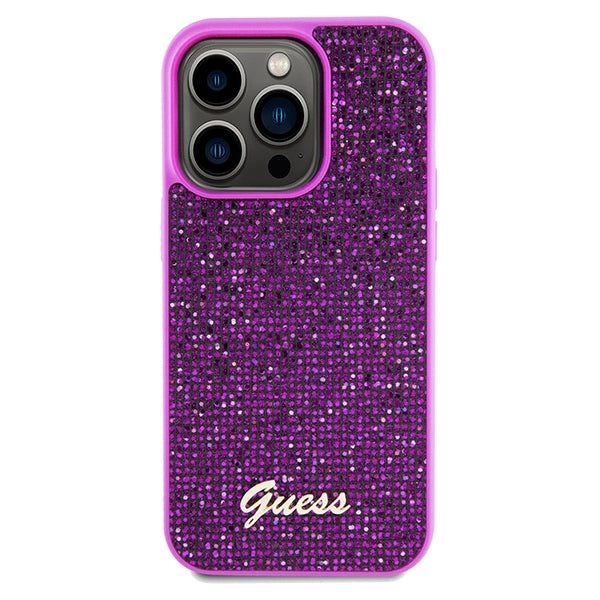 Guess Disco Metal Script case for iPhone 14 Pro - fuchsia