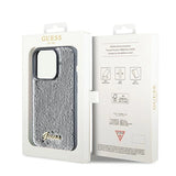 Guess Sequin Script Metal case for iPhone 14 Pro Max - silver
