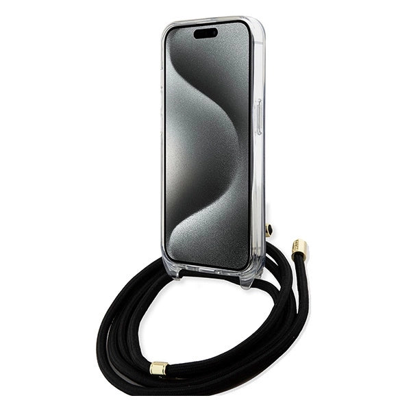 Guess Crossbody Cord 4G Print case for iPhone 15 Pro - black