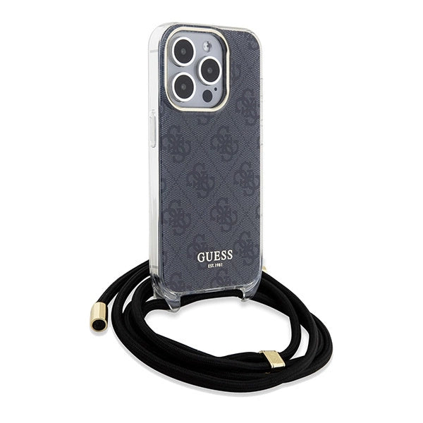 Guess Crossbody Cord 4G Print case for iPhone 15 Pro Max - black