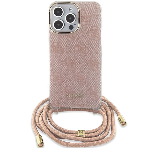 Guess Crossbody Cord 4G Print case for iPhone 15 Pro Max - pink