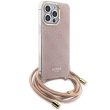 Guess Crossbody Cord 4G Print case for iPhone 15 Pro Max - pink