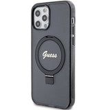 Guess Ring Stand Script Glitter MagSafe case for iPhone 12/12 Pro - black