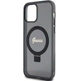 Guess Ring Stand Script Glitter MagSafe case for iPhone 12/12 Pro - black