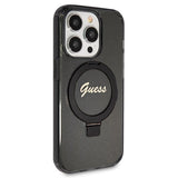Guess Ring Stand Script Glitter MagSafe case for iPhone 13 Pro Max - black