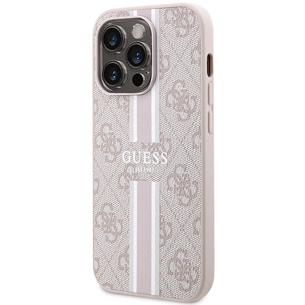 Guess 4G Printed Stripes MagSafe case for iPhone 15 Pro - pink