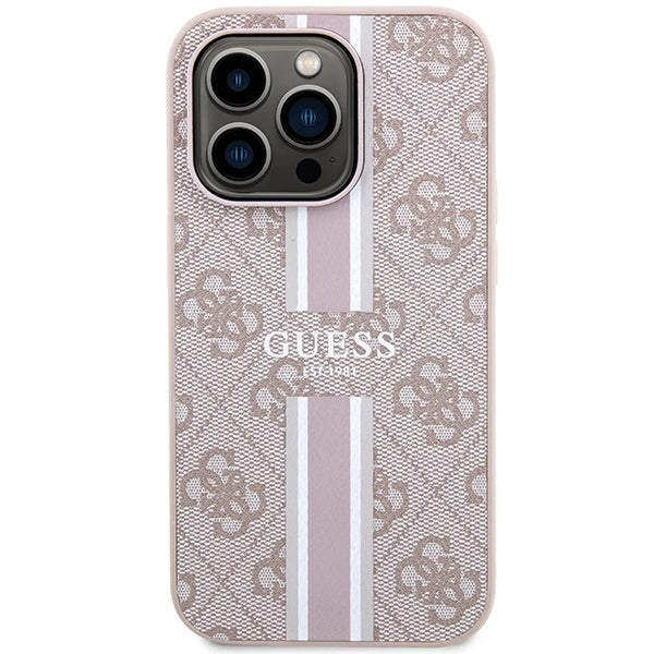 Guess 4G Printed Stripes MagSafe case for iPhone 15 Pro - pink