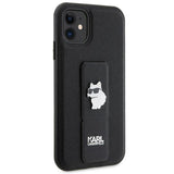 Karl Lagerfeld Gripstand Saffiano Choupette Pins Case for iPhone 11 / Xr - Black