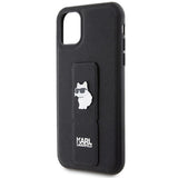 Karl Lagerfeld Gripstand Saffiano Choupette Pins Case for iPhone 11 / Xr - Black