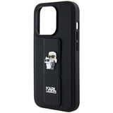 Karl Lagerfeld Gripstand Saffiano Karl&Choupette Pins case for iPhone 13 Pro / 13 - black