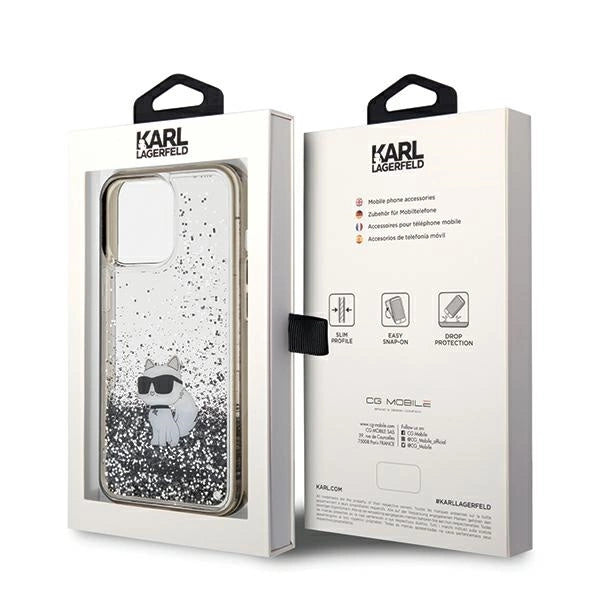 Karl Lagerfeld Liquid Glitter Choupette case for iPhone 13 Pro Max - transparent