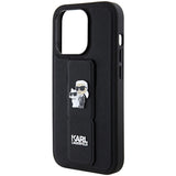 Karl Lagerfeld Gripstand Saffiano Karl&Choupette Pins case for iPhone 14 Pro - black