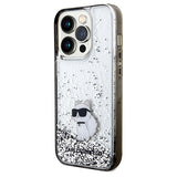 Karl Lagerfeld Liquid Glitter Choupette-kasse til iPhone 14 Pro Max - gennemsigtig