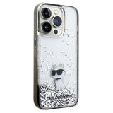 Karl Lagerfeld Liquid Glitter Choupette-kasse til iPhone 14 Pro Max - gennemsigtig