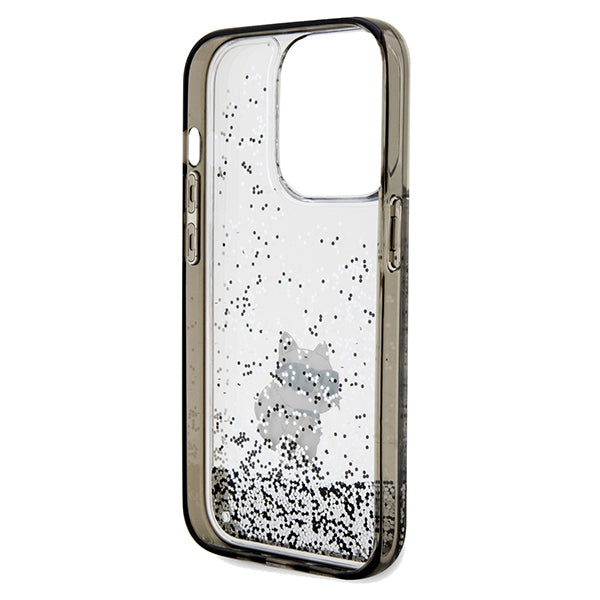 Karl Lagerfeld Liquid Glitter Choupette-kasse til iPhone 14 Pro Max - gennemsigtig