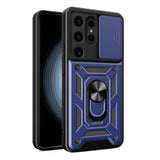 Hybrid Armor Camshield-hylster til Samsung Galaxy S24 Ultra med kameraomslag - blå