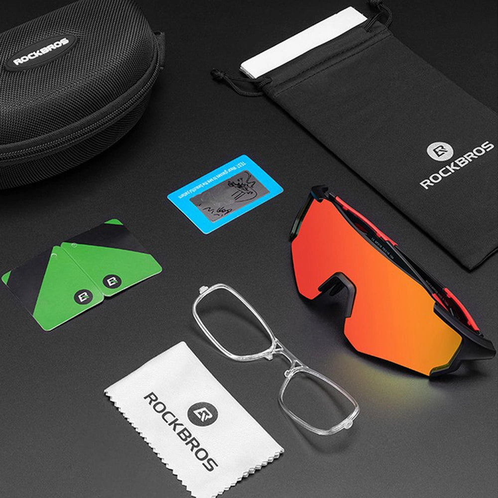 Rockbros 10182 polariserende cykelbriller - rød
