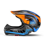 Rockbros TT-32SOBL-M children's bicycle helmet with removable chinbar, size M - black and orange