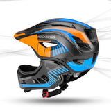 Rockbros TT-32SOBL-M children's bicycle helmet with removable chinbar, size M - black and orange