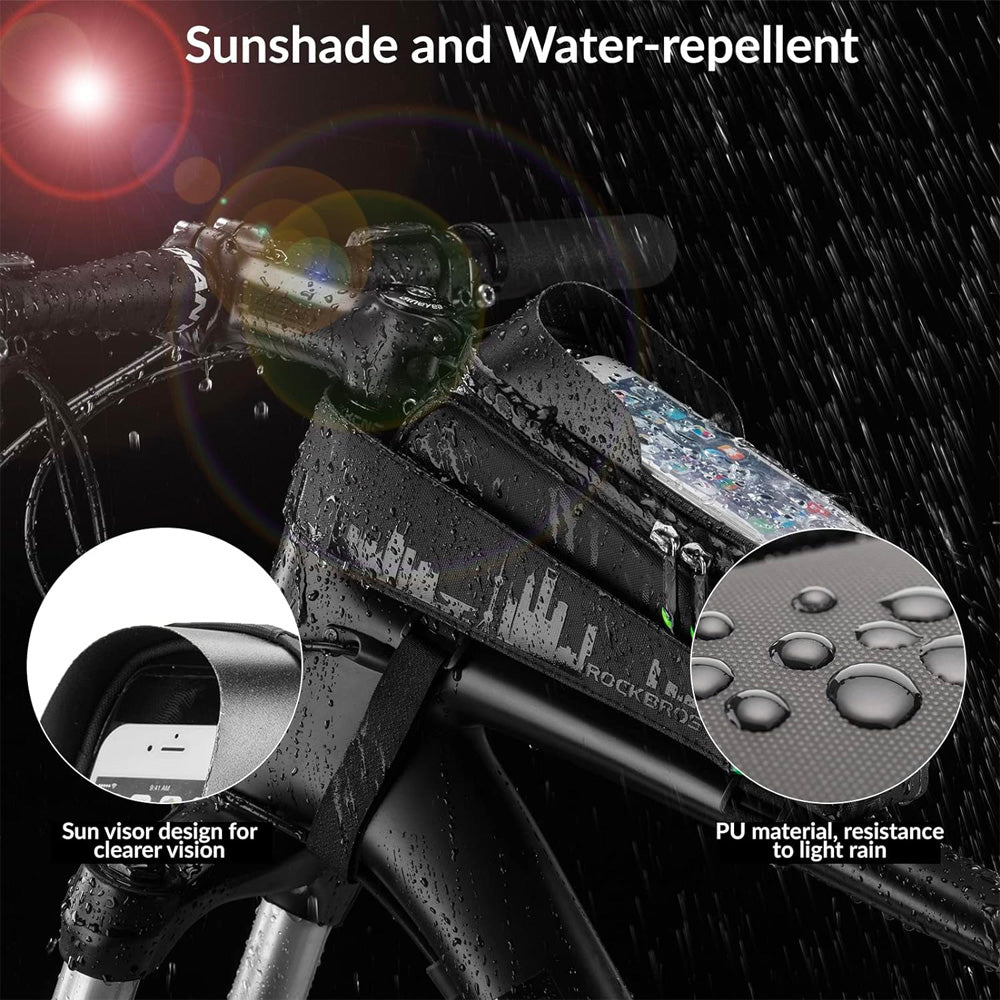 Rockbros 029-1BK cykeltaske til ramme med telefonomslag - sort