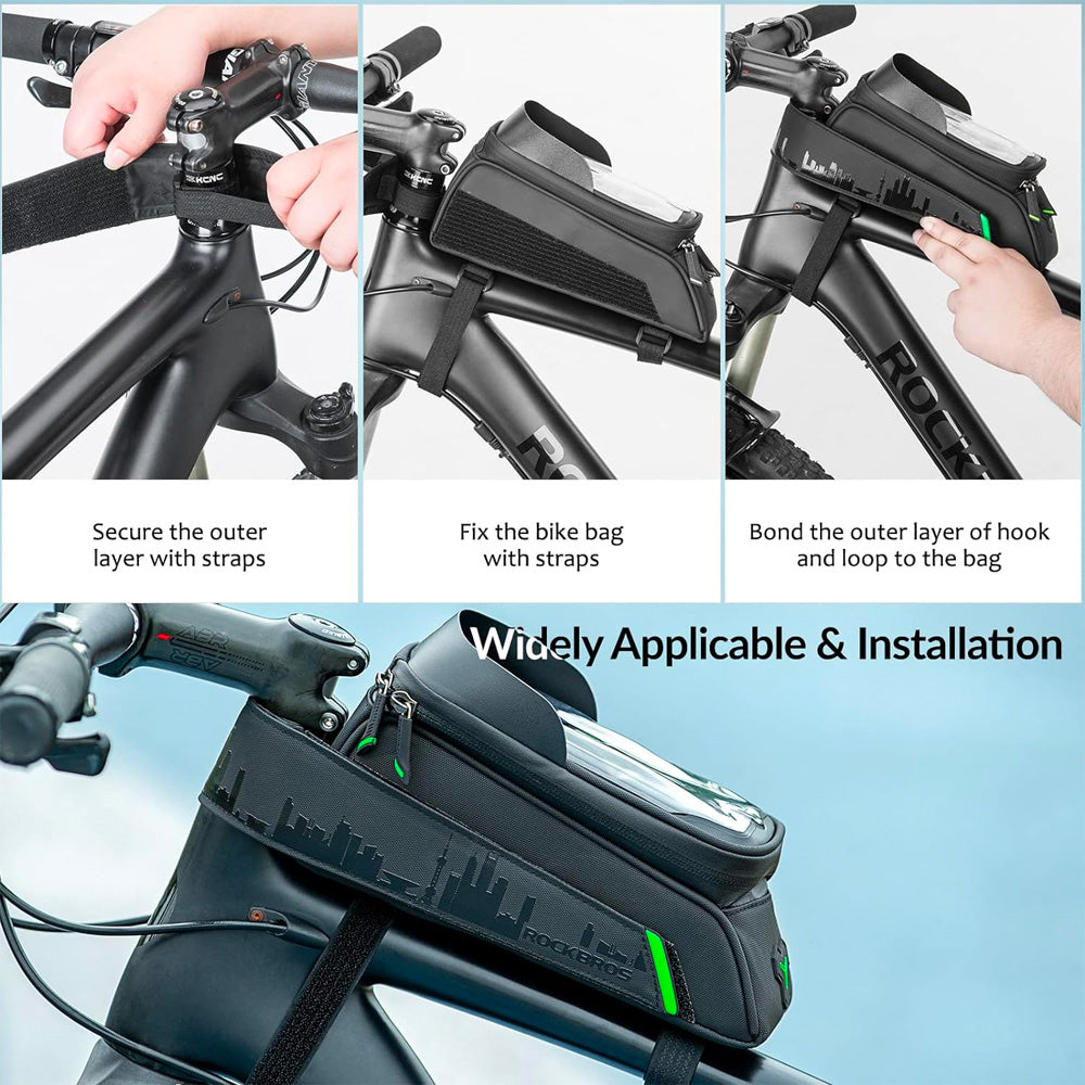 Rockbros 029-1BK cykeltaske til ramme med telefonomslag - sort