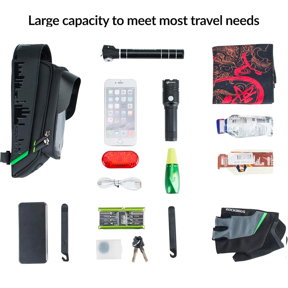 Rockbros 029-1BK cykeltaske til ramme med telefonomslag - sort