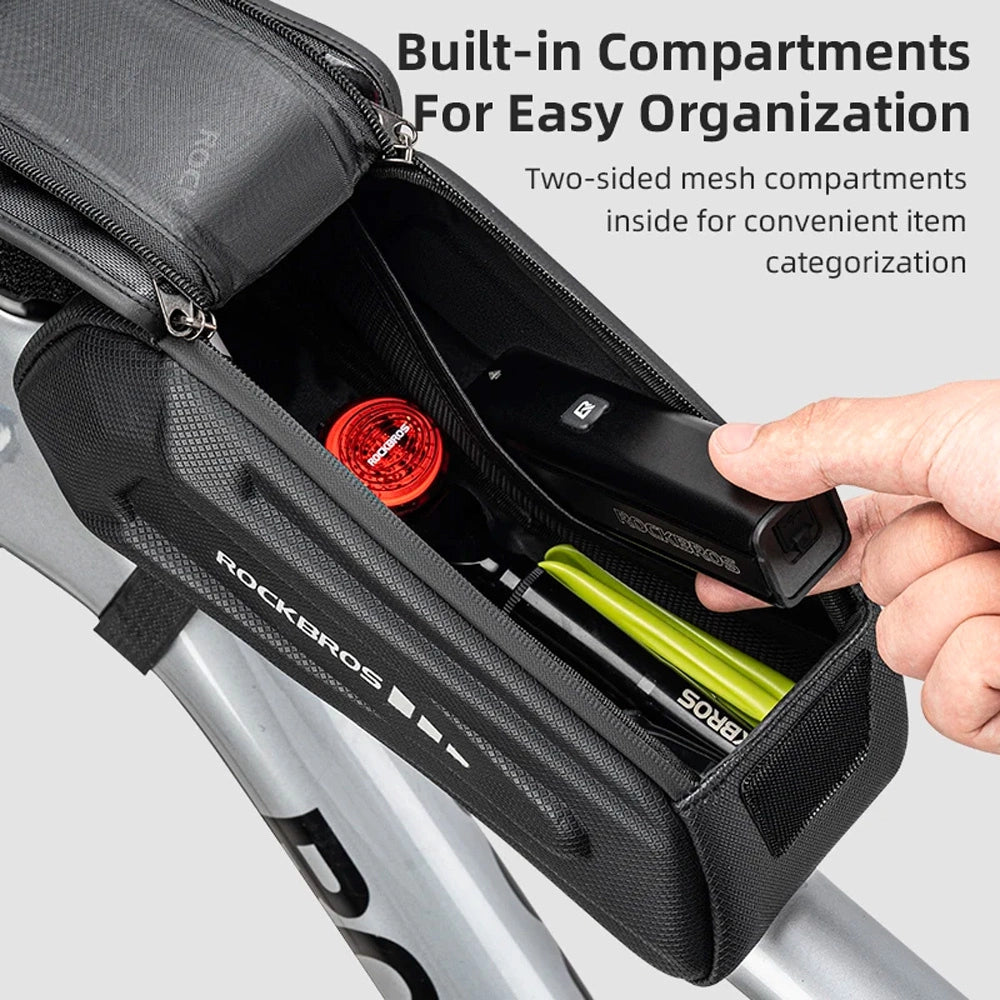 Rockbros 30120064001 vandtæt cykeltaske med telefonomslag - sort