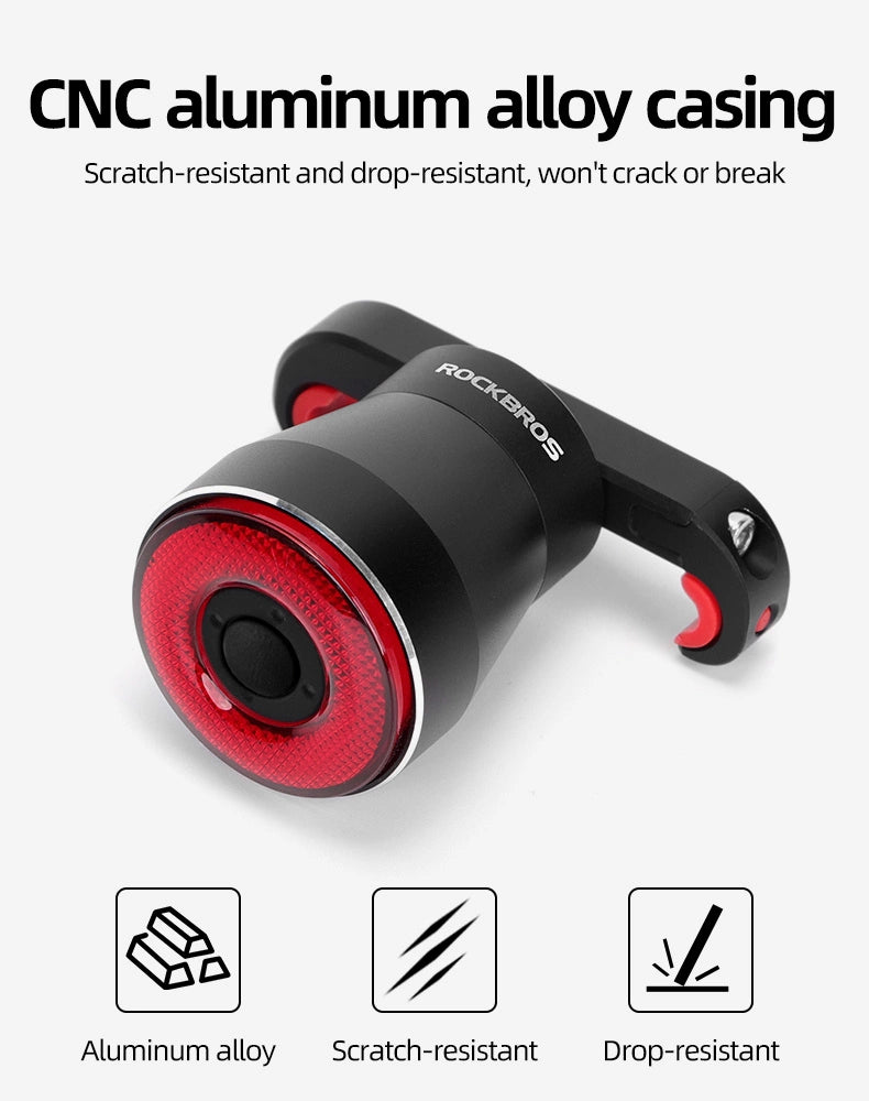 Rockbros Q5 Rear Bike Light with Intelligent Stop System - Black