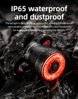 Rockbros Q5 Rear Bike Light with Intelligent Stop System - Black