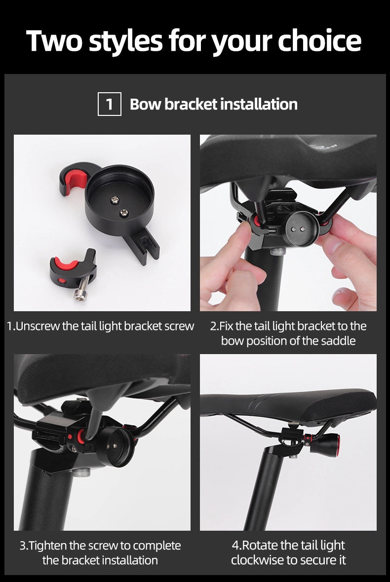 Rockbros Q5 Rear Bike Light with Intelligent Stop System - Black