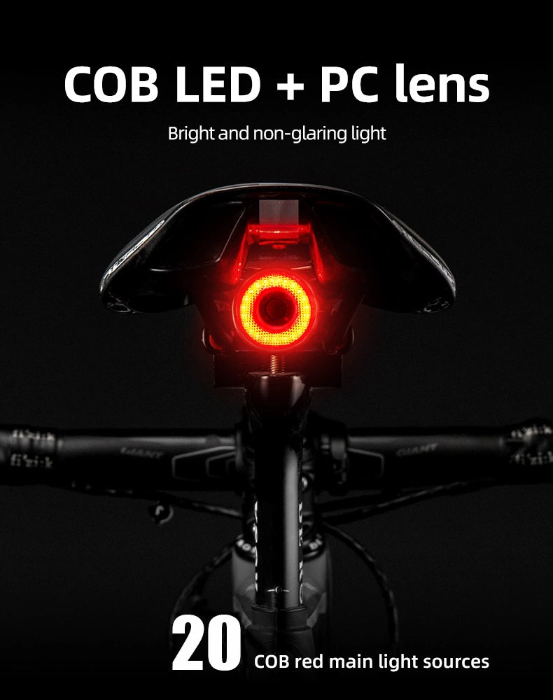 Rockbros Q5 Rear Bike Light with Intelligent Stop System - Black
