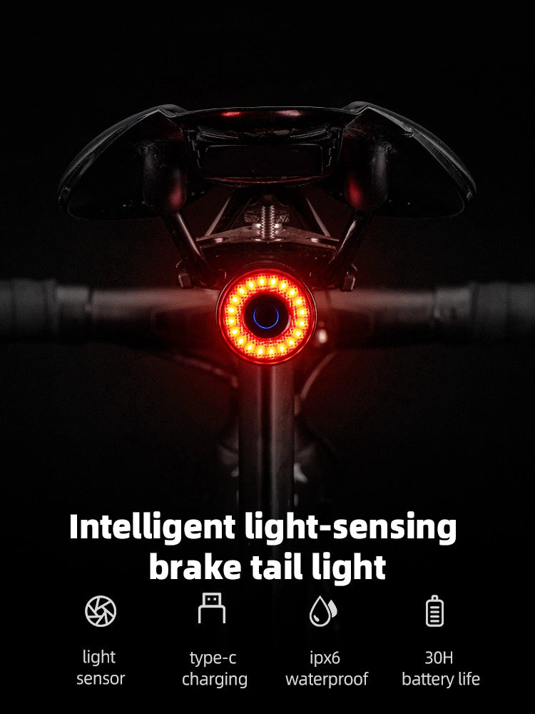 Rockbros Q3 Rear Bike Light with Smart Stop System - Black