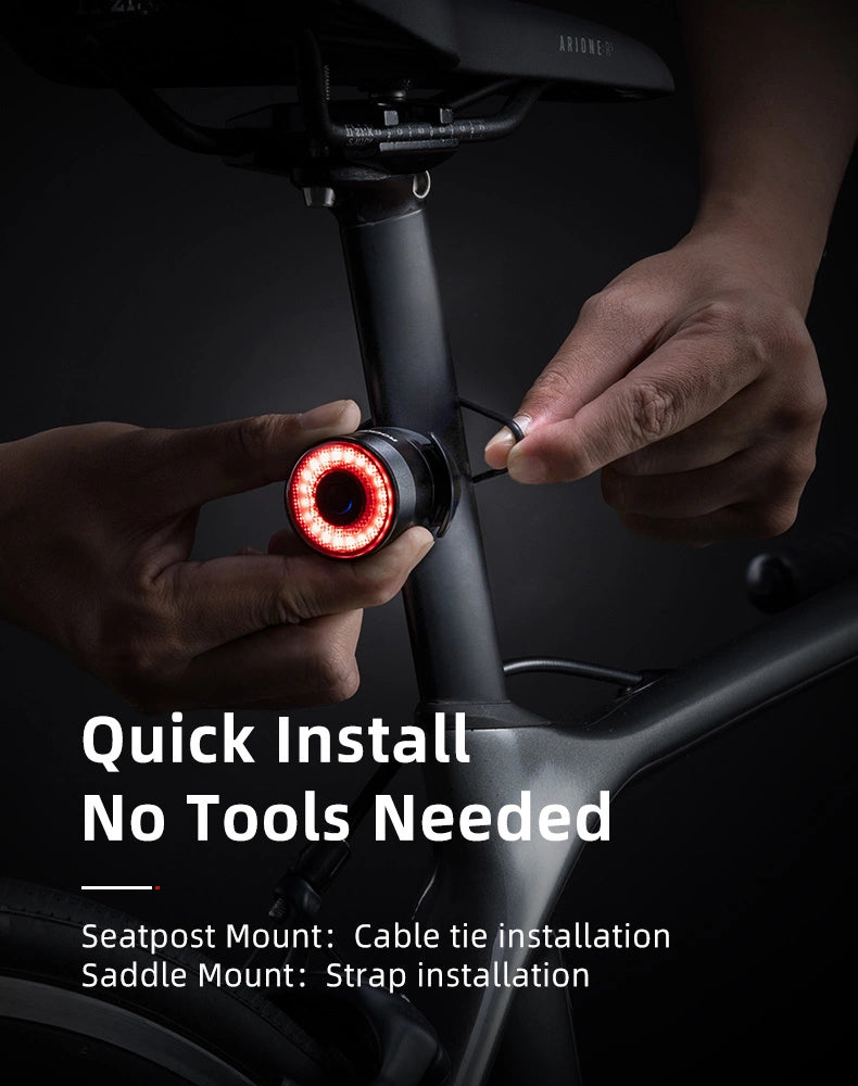 Rockbros Q3 Rear Bike Light with Smart Stop System - Black