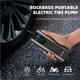 Rockbros 42720001001 Elektrisk cykelpumpe med LED-skærm + USB-C - USB-A-kabel - sort
