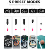 Rockbros 42720001001 Elektrisk cykelpumpe med LED-skærm + USB-C - USB-A-kabel - sort