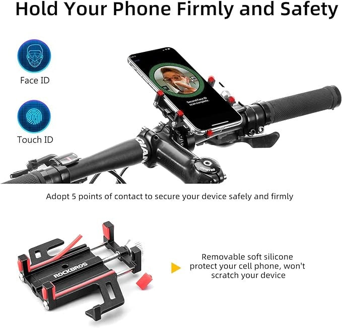 Rockbros 699-BK Aluminium Alloy Cykel Telefonholder - sort