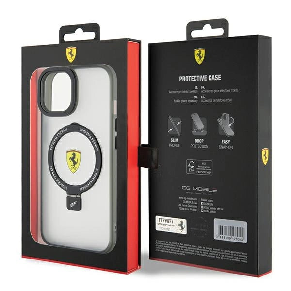 Ferrari Ring Stand 2023 Collection MagSafe Case til iPhone 15 Plus / 14 Plus - Gennemsigtig