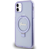 Guess Ring Stand Script Glitter MagSafe case for iPhone 11 / Xr - purple
